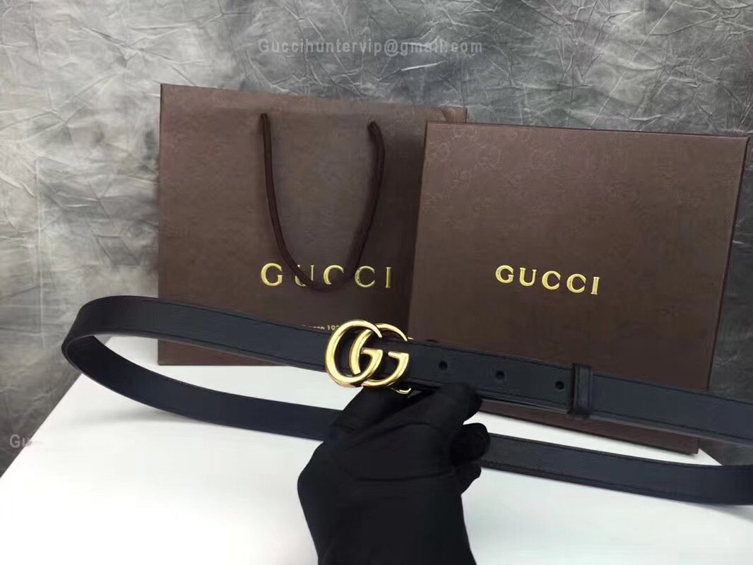 Gucci Leather Belt With Double G Buckle Black 20mm